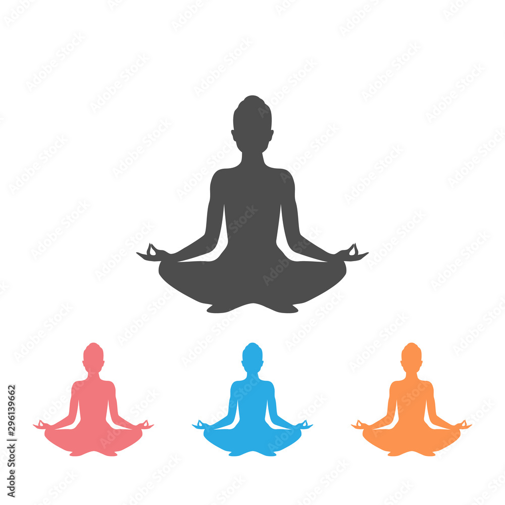 Yoga. lotus position silhouette icon set. Vector Yoga. lotus position silhouette icon set. Vector