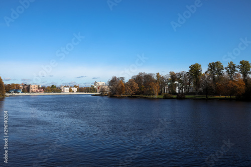 View of the autumn park in St. Petersburg, Russia