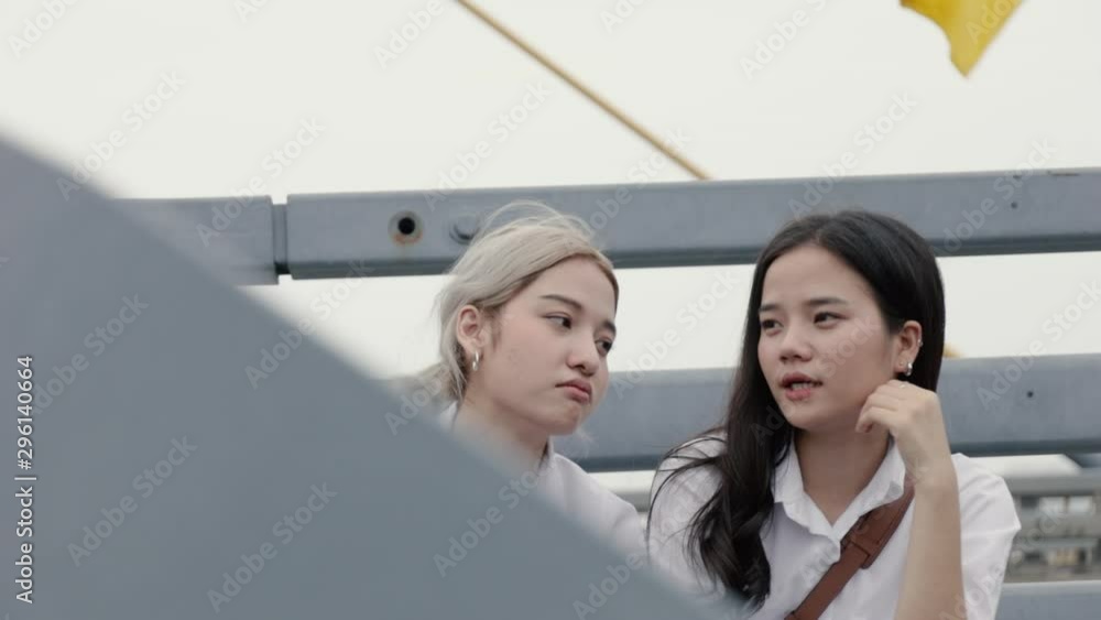 Two girls Asian lesbian couples enjoying traveling in Thailand. Beautiful young women having fun in vacation time. LGBT concept. Stock Video | Adobe Stock