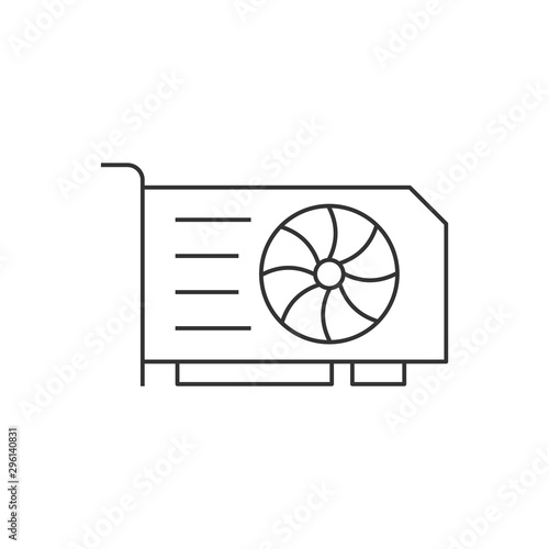 Graphics video card linear icon on white background. Computer hardware unit. Editable stroke