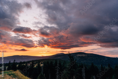 Sun setting over the giant mountains after a warm autumn day, taken on the Polish-Czech border.  © marcinjozwiak