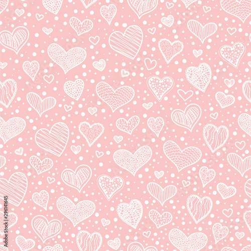 Handdrawn hearts seamless pattern, creative and fun hearts brackdrop - great for valentine's day, mother day or romantic fabrics, banner, wallpaper, wrapper - vector surface design