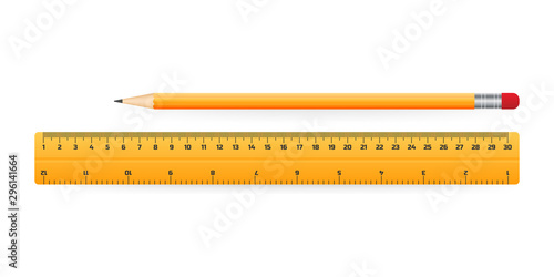 Pencil with ruler icon-school symbol-education illustration-drawing. Vector illustration.