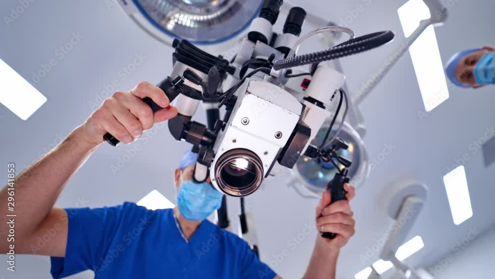 Modern equipment in operating room. Team surgeon at work in operating room