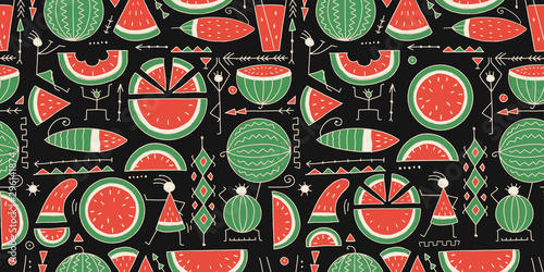 Watermelon collection, seamless pattern for your design
