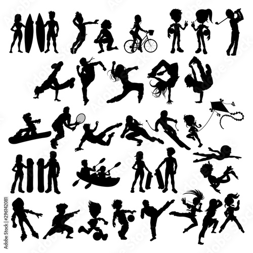 Silhouettes of athletes and...