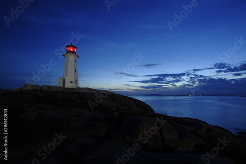 Lighthouse At Dusk Near Oceans Edge