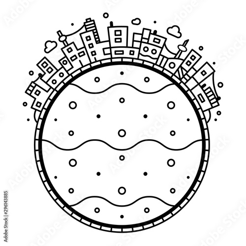 Layers of the earth Linear vector illustration