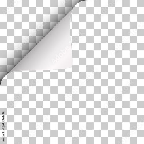 Vector sheet of transparent paper with curled upper left corner