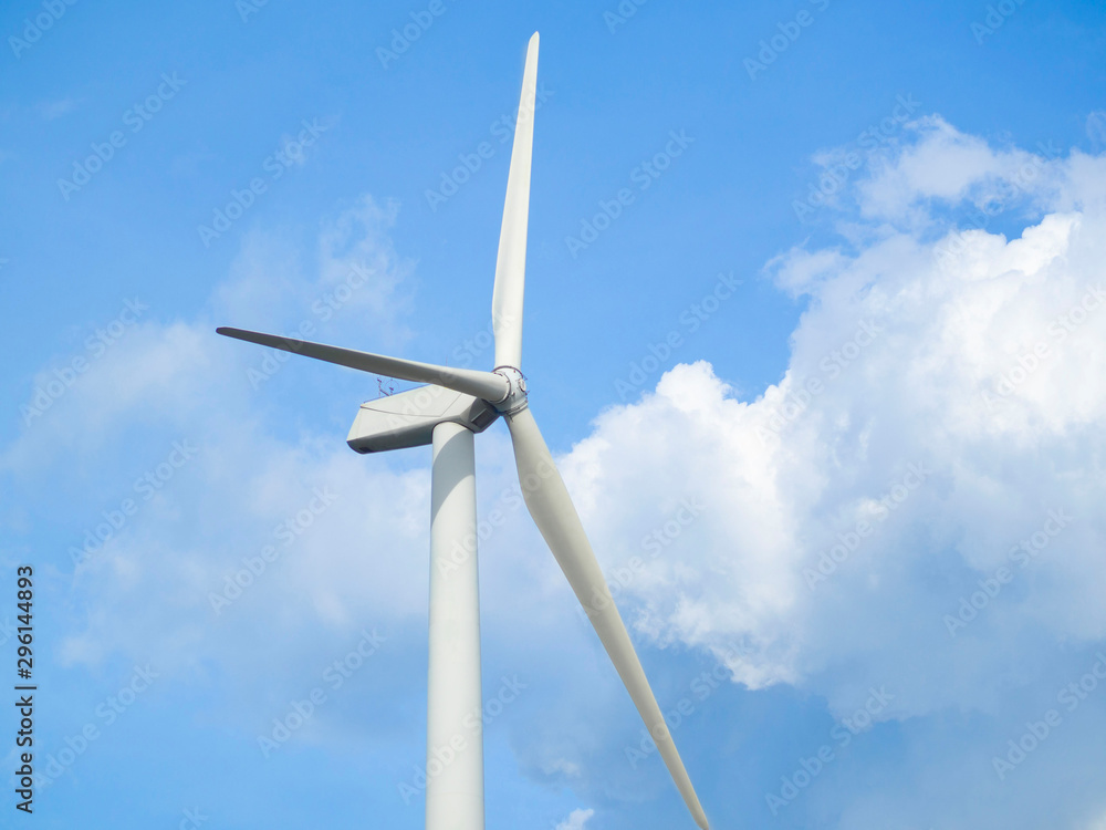 wind turbine with blue sky and white cloud wind turbine with blue sky and white cloud