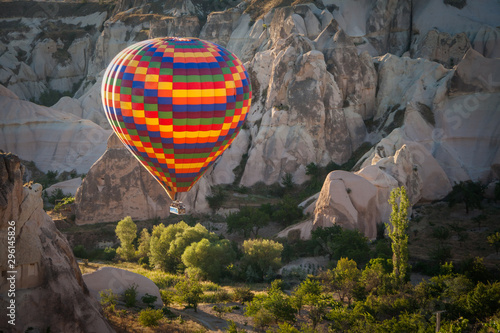 Balloon in canyon near Göreme, Cappadocia, Turkey
