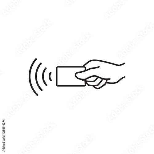 Contactless payment, credit card and hand tap pay wave logo. Vector wireless NFC and contactless pay pass