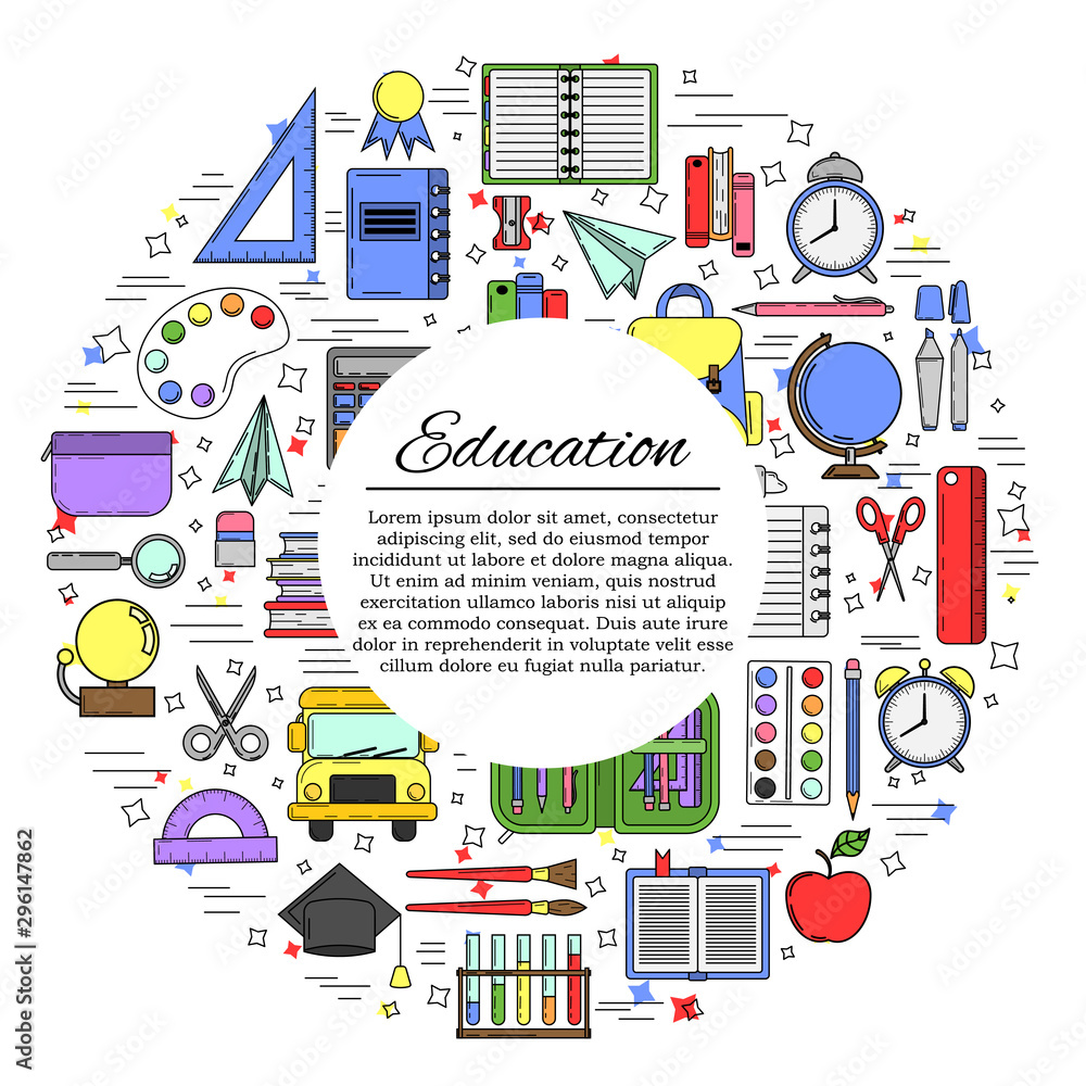 Education card concept. School illustration for design and web