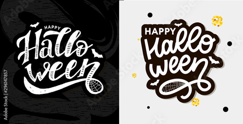 Happy Halloween Text Banner, Vector lettering calligraphy