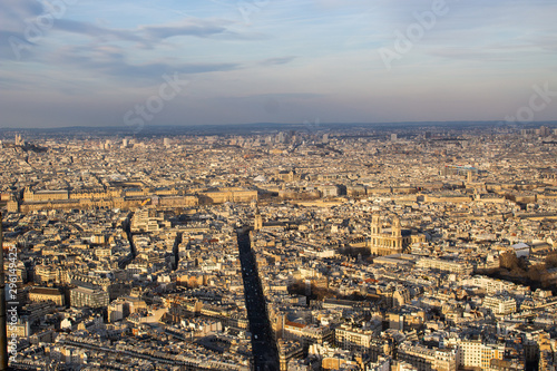 aerial view of paris from eiffel tower
