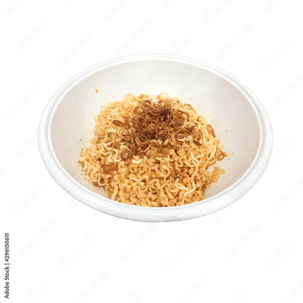 Noodles in a white background cup Noodles in a white background cup