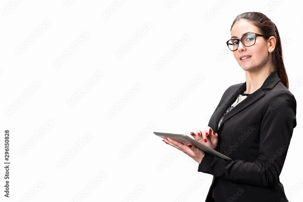 Beautiful female corporate worker with tablet Beautiful female corporate worker with tablet
