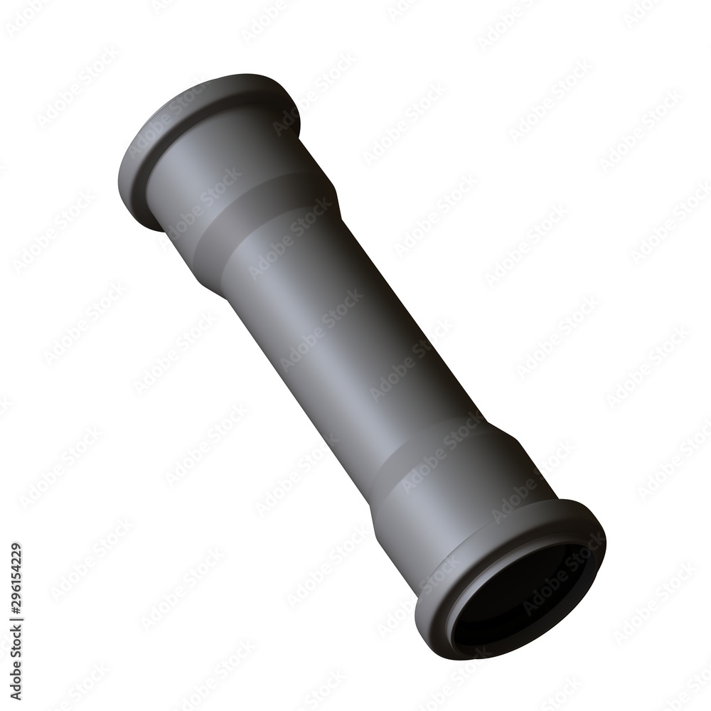 Plastic sewer pipe grey on white background, isolated. 3D rendering of excellent quality in high resolution. It can be enlarged and used as a background or texture. Plastic sewer pipe grey on white background, isolated. 3D rendering of excellent quality in high resolution. It can be enlarged and used as a background or texture.