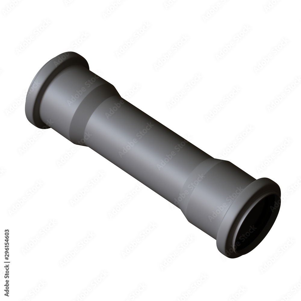 Plastic sewer pipe grey on white background, isolated. 3D rendering of excellent quality in high resolution. It can be enlarged and used as a background or texture. Plastic sewer pipe grey on white background, isolated. 3D rendering of excellent quality in high resolution. It can be enlarged and used as a background or texture.