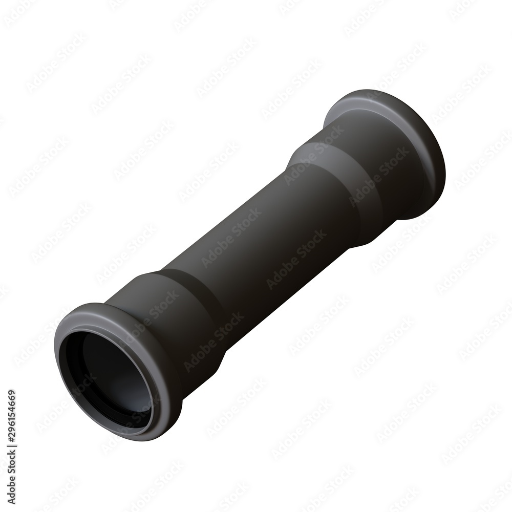 Plastic sewer pipe grey on white background, isolated. 3D rendering of excellent quality in high resolution. It can be enlarged and used as a background or texture. Plastic sewer pipe grey on white background, isolated. 3D rendering of excellent quality in high resolution. It can be enlarged and used as a background or texture.