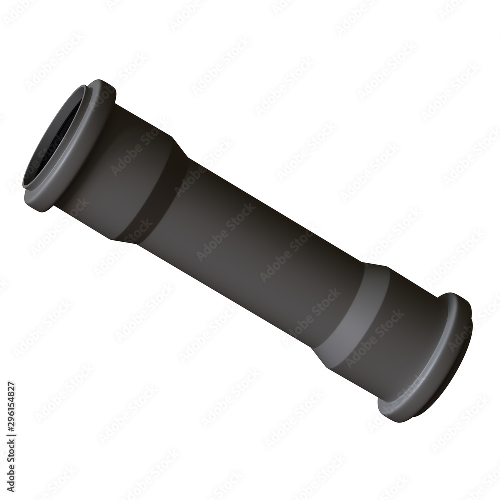 Plastic sewer pipe grey on white background, isolated. 3D rendering of excellent quality in high resolution. It can be enlarged and used as a background or texture. Plastic sewer pipe grey on white background, isolated. 3D rendering of excellent quality in high resolution. It can be enlarged and used as a background or texture.