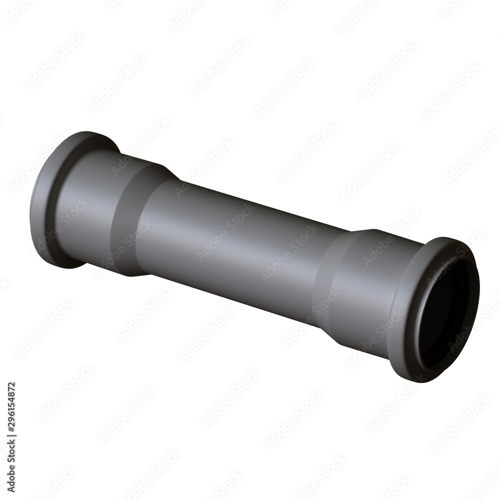 Plastic sewer pipe grey on white background, isolated. 3D rendering of excellent quality in high resolution. It can be enlarged and used as a background or texture. Plastic sewer pipe grey on white background, isolated. 3D rendering of excellent quality in high resolution. It can be enlarged and used as a background or texture.