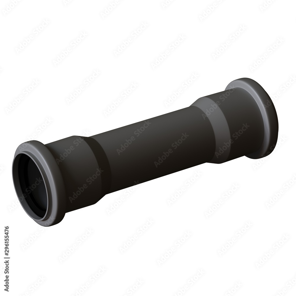 Plastic sewer pipe grey on white background, isolated. 3D rendering of excellent quality in high resolution. It can be enlarged and used as a background or texture. Plastic sewer pipe grey on white background, isolated. 3D rendering of excellent quality in high resolution. It can be enlarged and used as a background or texture.