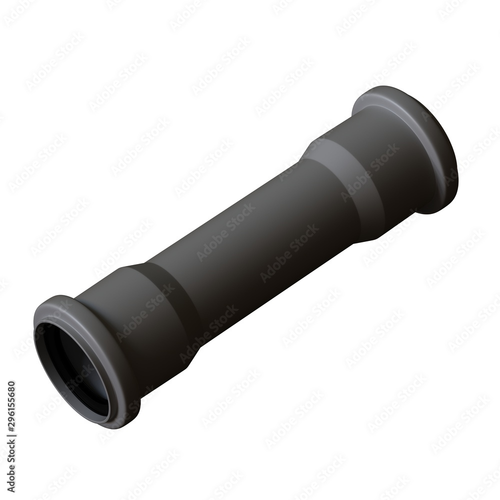 Plastic sewer pipe grey on white background, isolated. 3D rendering of excellent quality in high resolution. It can be enlarged and used as a background or texture. Plastic sewer pipe grey on white background, isolated. 3D rendering of excellent quality in high resolution. It can be enlarged and used as a background or texture.