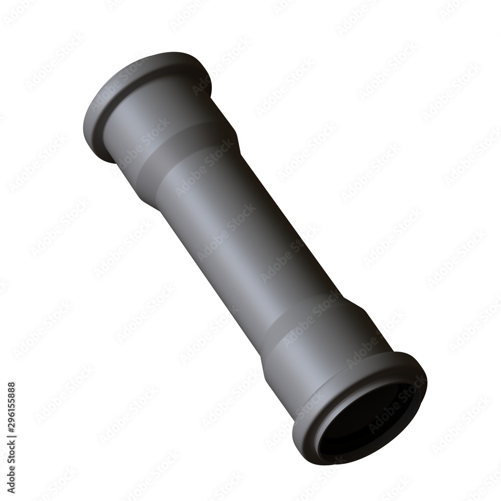 Plastic sewer pipe grey on white background, isolated. 3D rendering of excellent quality in high resolution. It can be enlarged and used as a background or texture. Plastic sewer pipe grey on white background, isolated. 3D rendering of excellent quality in high resolution. It can be enlarged and used as a background or texture.
