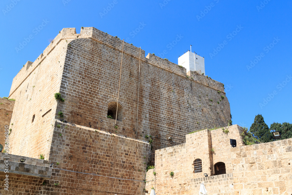 Citadel of Acre crusader fortress building in Akko Old City, Israel