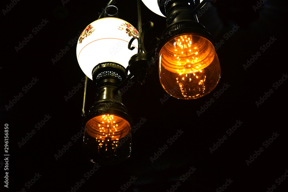 Modern chandelier black background isolated Modern chandelier black background isolated