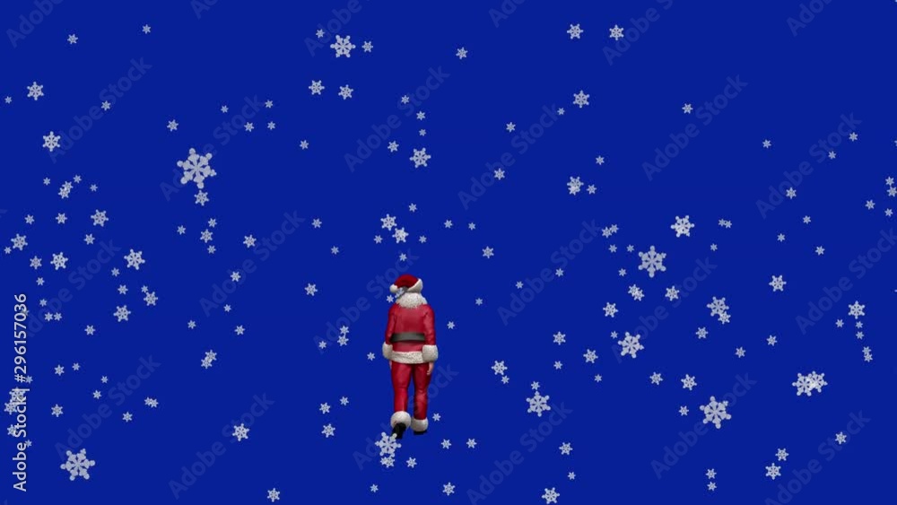 3D rendering on chroma key background of Santa Claus walking under the snow. 3D rendering on chroma key background of Santa Claus walking under the snow.