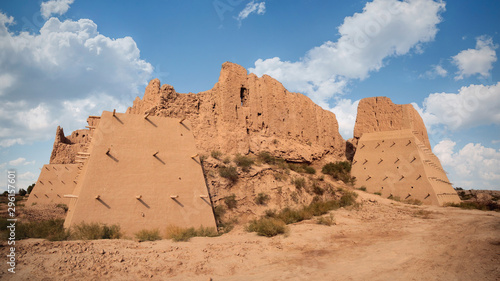 Uzbekistan Kyzyl-Kala is a unique architectural monument of the 12th century of Ancient Khorezm of the Kushan-Afrigid period of ancient history. It existed until the invasion of Genghis Khan.