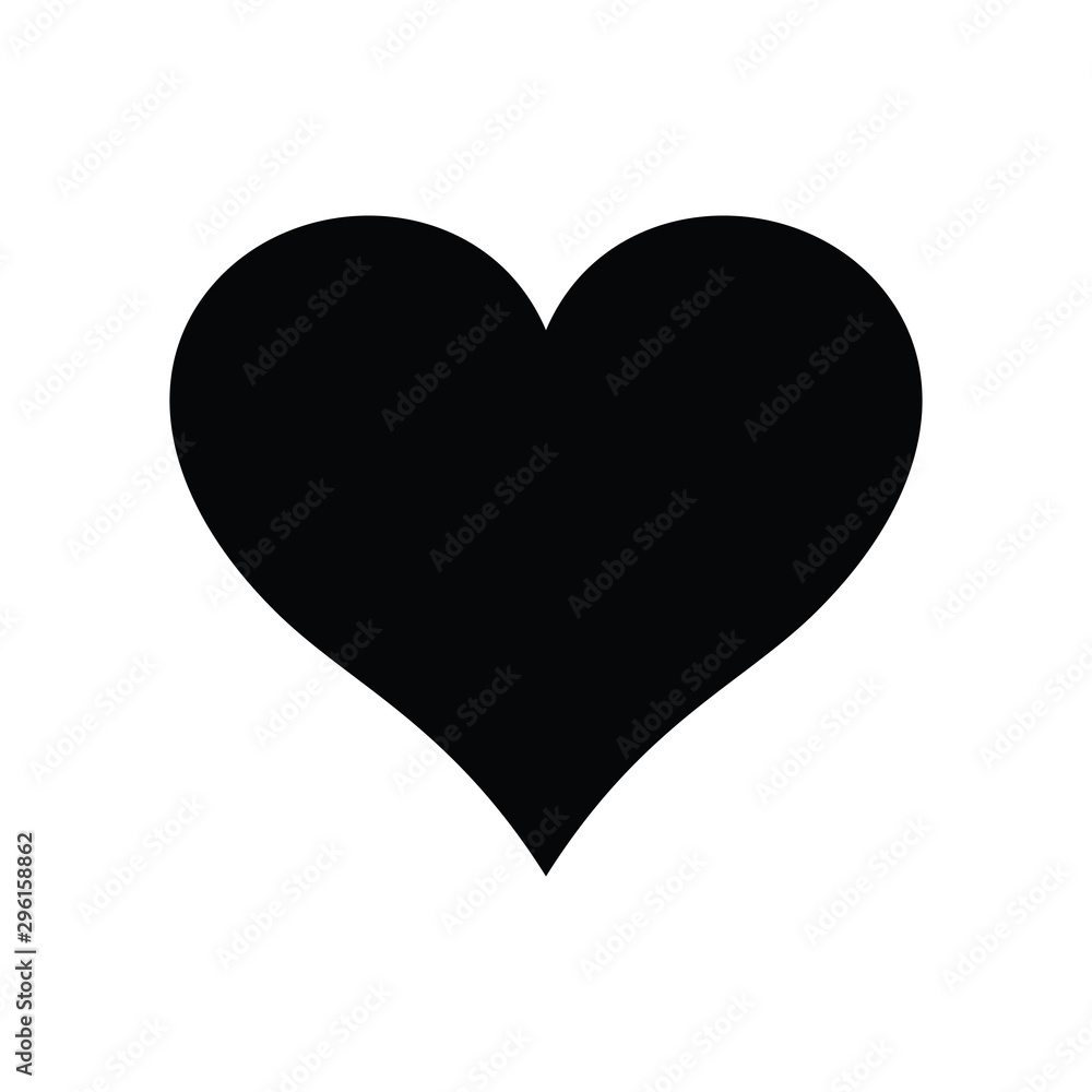Black and white vector heart icon isolated on white background Black and white vector heart icon isolated on white background
