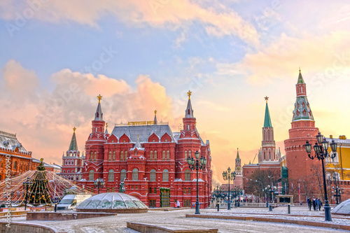 State Historical Museum on Red Square in winter. Moscow, Russia