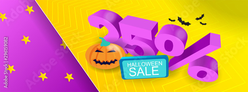 Halloween sale banner design layout 25%