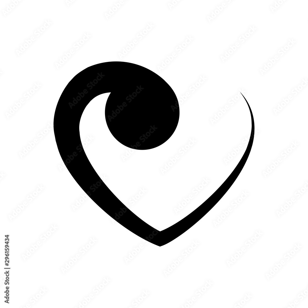 Black and white vector heart icon isolated on white background Black and white vector heart icon isolated on white background