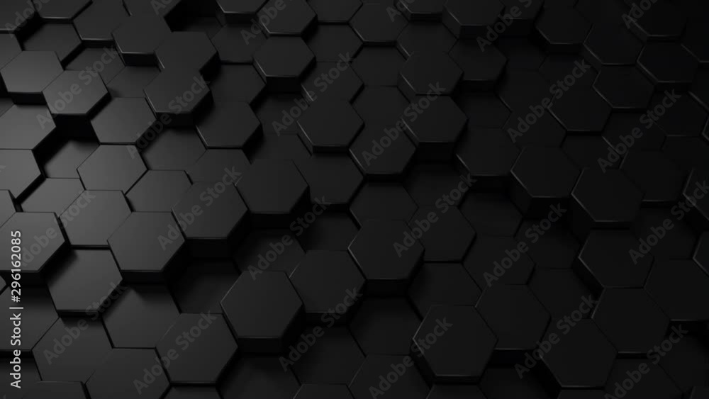 Hexagon dark background. Black honeycomb abstract metal grid pattern technology wallpaper.3d Rendering. Hexagon dark background. Black honeycomb abstract metal grid pattern technology wallpaper.3d Rendering.