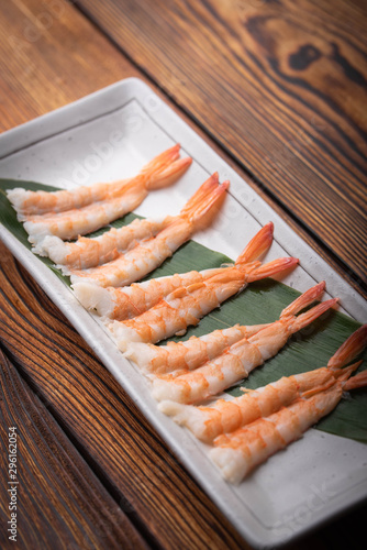 steamed shrimp for japanese sushi