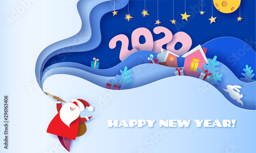 Happy New Year 2020 3D paper cut art