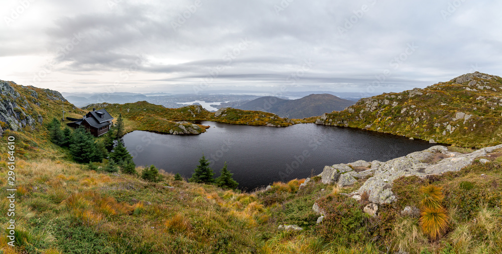 Surrounding mountains near the town of Bergen in Norway.