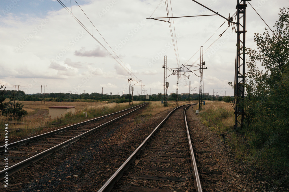 Huta Uthemanna old Factory structure with Factory building , water tower  and cross train pass