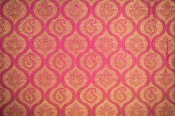 Maski, India - October ,6 2019 - Traditional Indian Silk Saree border pattern with bright colors and floral design.