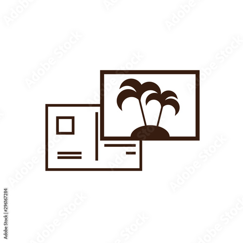 Palm tree letter of summer season line and fill design
