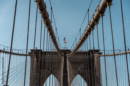 Brooklyn bridge New York city image, sunrise image of the New York Brooklyn bridge