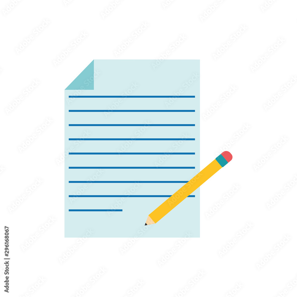 Isolated document and pencil flat vector design Isolated document and pencil flat vector design