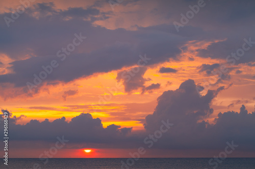 Colorful tropical seascape with colorful sky