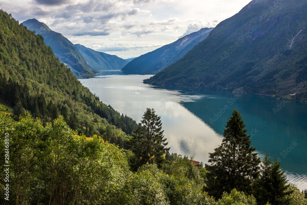 Obraz premium clouds over Fjaerlands fjord in Norway