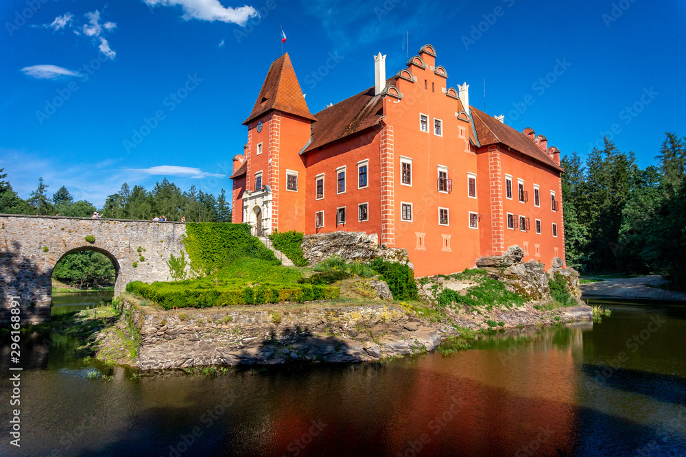Cervena Lhota - romantic water chateau or castle in Czech Republic (czechia), popular travel destination in Europe