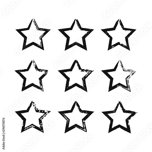 Vector pattern with hand drawn stars. Black and white texture.